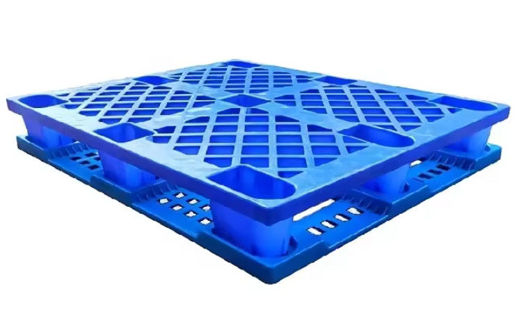 Многоразовые тяжелые промышленные большие 4-сторонние HDPE паллеты с горячим штампованием и шелковой печатью логотипа с двойной стороной